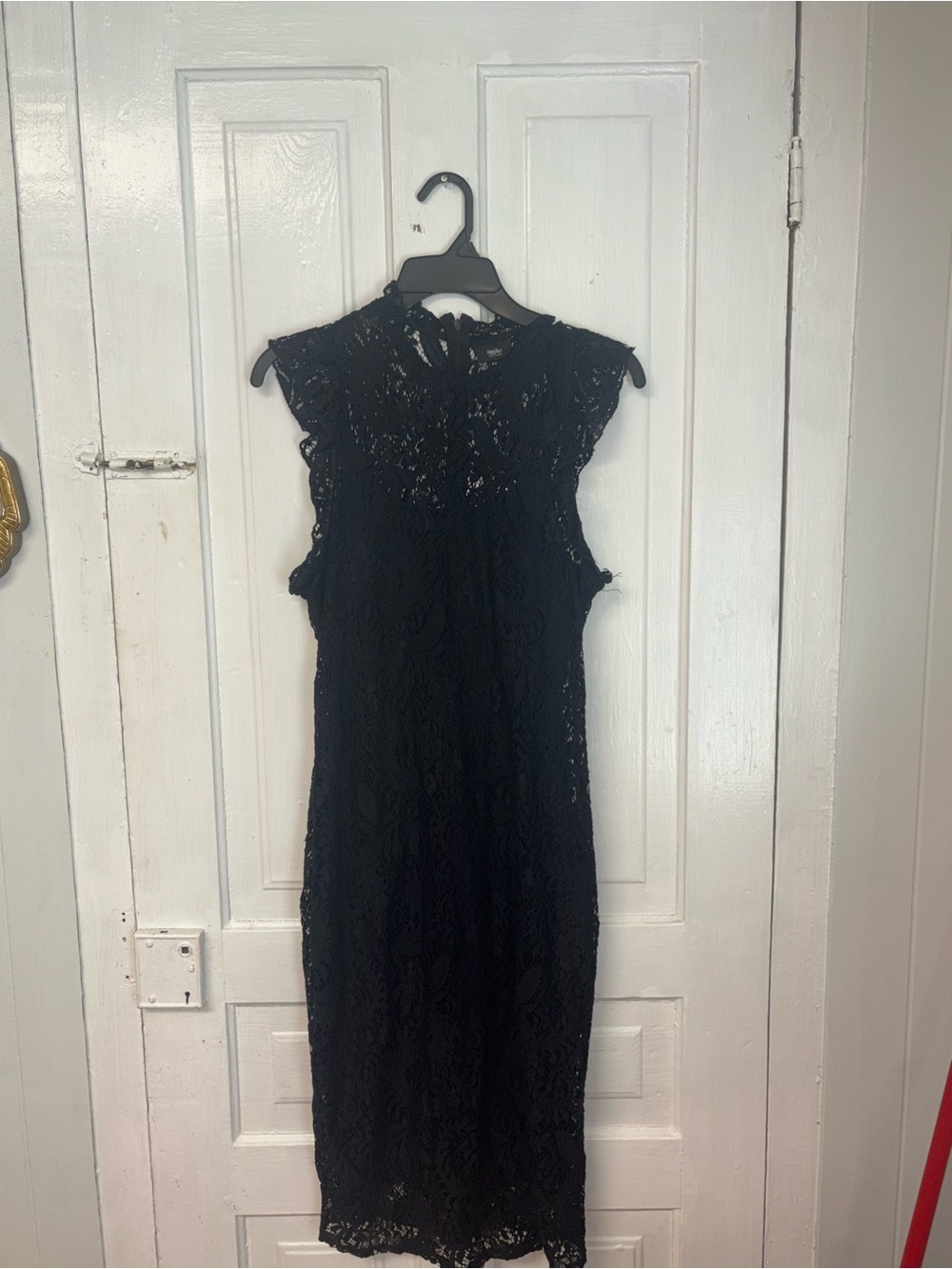 Mossimo Lace midi lined black dress midi chic cocktail wedding guest dress